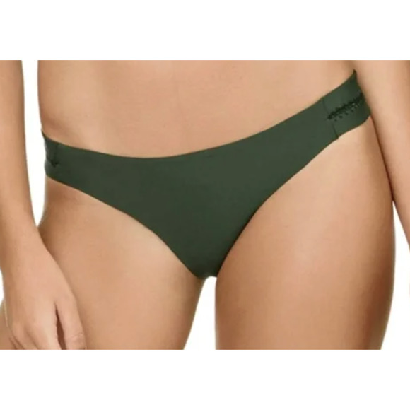 New Pilyq Green Bikini Bottoms Womens Medium Stitched Teeny Banded Hunter - Picture 1 of 7